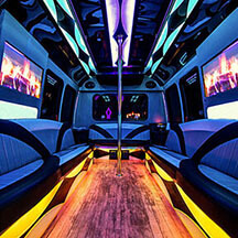 party bus rentals with leather seats and wood floors
