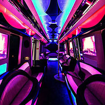 party bus rental with neon lights in Tacoma, Washington